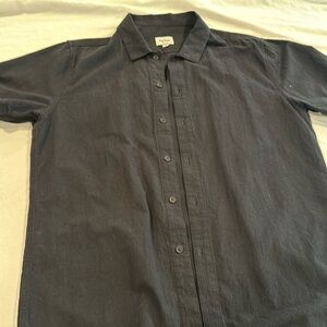 Mens rhythm linen cotton Hawaiian shirt size large black